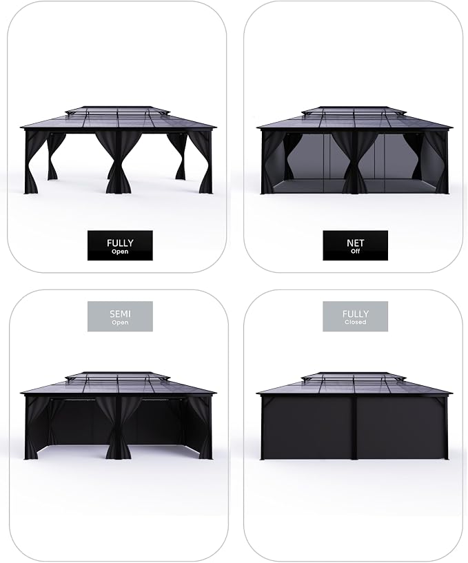 GarveeLife Hardtop Gazebo 12 ft x20 ft - Image 2
