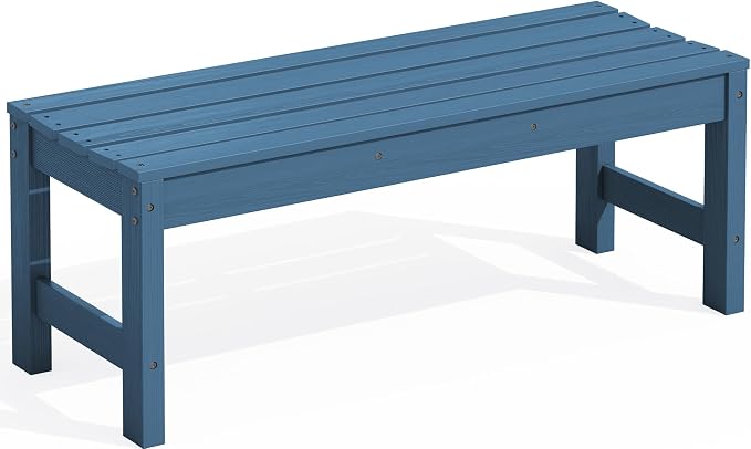 SERWALL 47 Inches Outdoor Bench, All Weather HDPE Backless Bench by SERWALL
