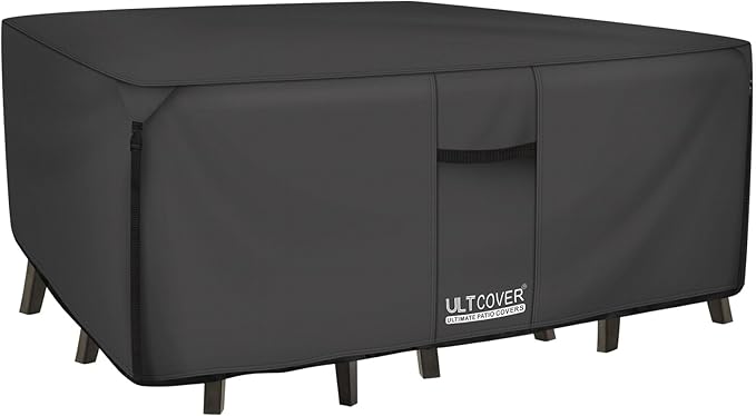 ULTCOVER 600D Tough Canvas Heavy Duty Rectangular Patio Table and Chair Cover by ULTCOVER