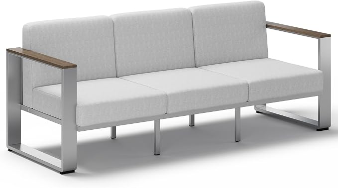 Outdoor Aluminum 3-Seat Sofa, Modern Patio Patio Furniture by ComfCove