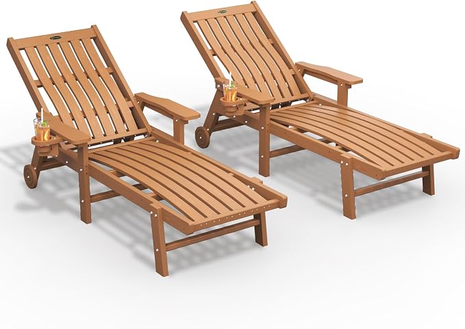 Patio Chaise Lounge Chair Set of 2, Oversized Lounge Chair Outdoor by THOEOE