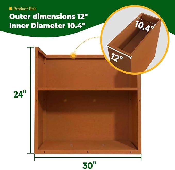Rusted Metallic Heavy Rectangular Planter 30" x 12" x 24" - Image 9