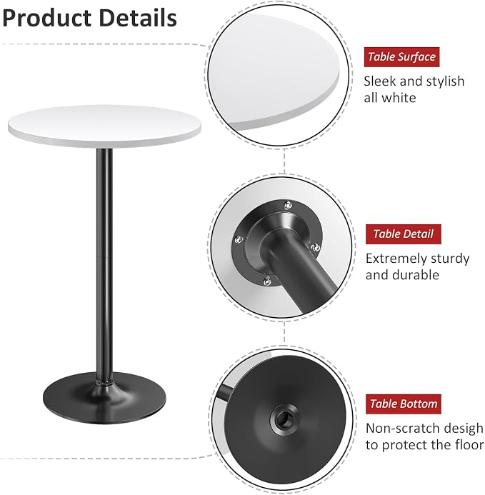 Furmax Bistro Pub Table Round Bar Height Cocktail Table - Image 6