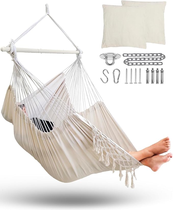 MIZTLI Hammock Chair Hanging Chair Swing Chair XXL Large Macrame Swing Indoor by MIZTLI