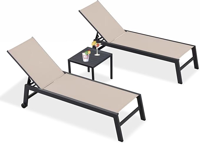 PURPLE LEAF Patio Chaise Lounge Set 4 Pieces Aluminum Outdoor Lounge Chairs - Image 9