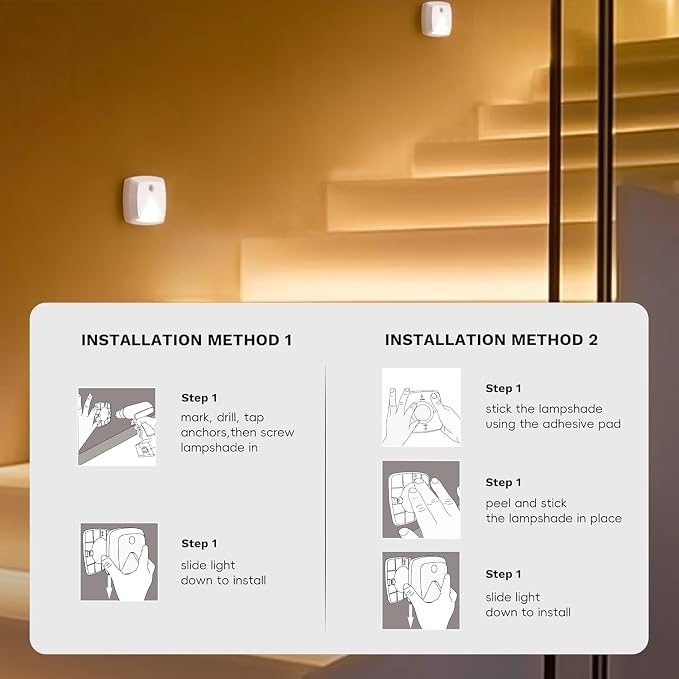 10-Pack Stick-on Motion Sensor Lights, Warm White LED Night Light, - Image 8