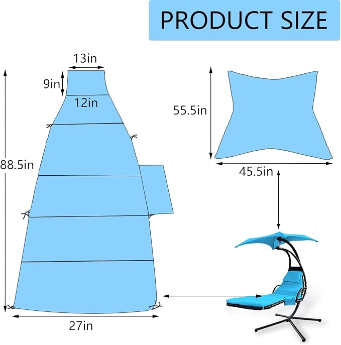 Outdoor Hanging Lounge Chair Replacement Cushion Cover and Umbrella Fabric - Image 2
