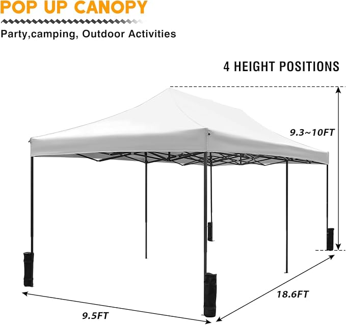 10x20fT Pop-Up Canopy Tent – Adjustable Height Outdoor Gazebo, Quick Setup - Image 8