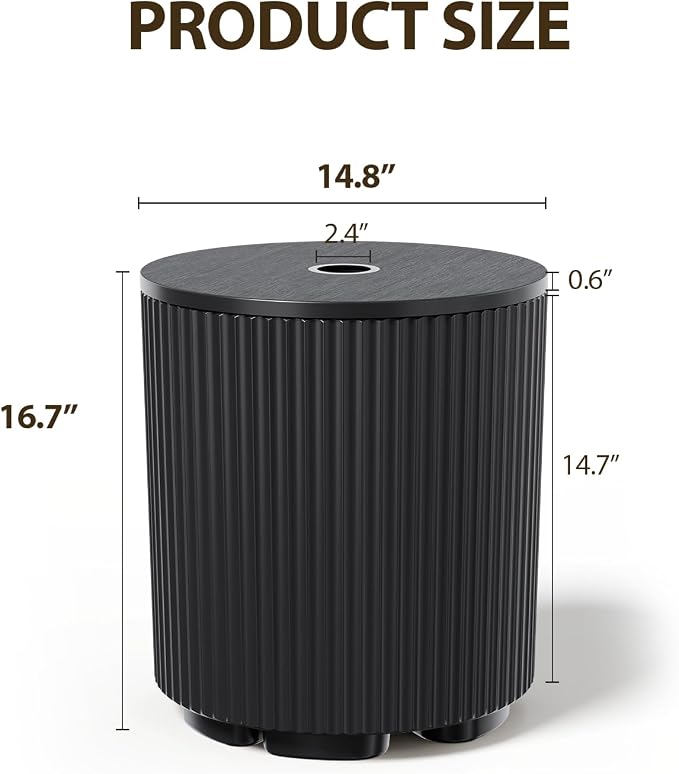 FONTOI Patio Side Table with Umbrella Hole, 11.5 Gallon Fillable Umbrella Stand - Image 3
