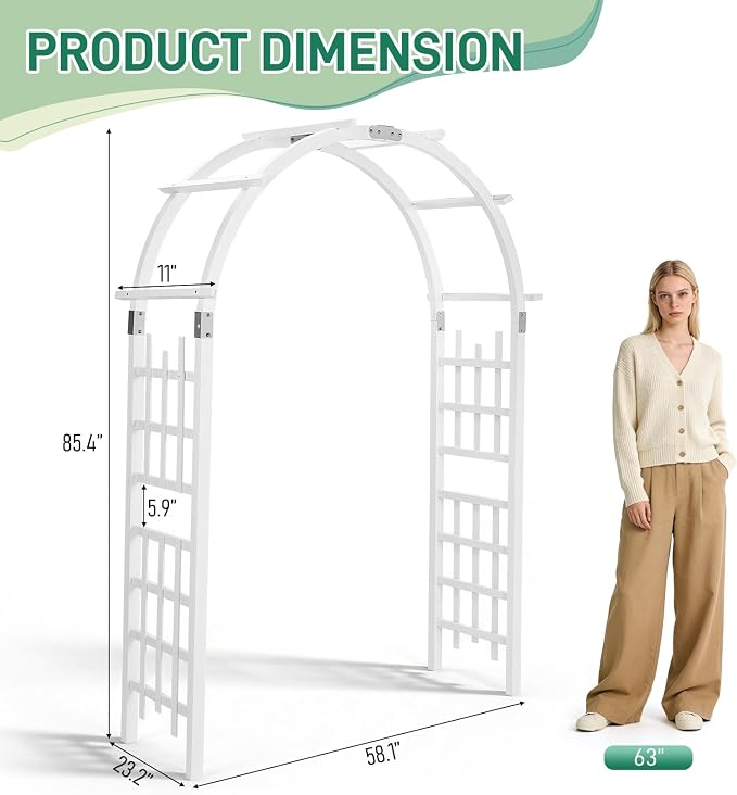 VINGLI Wooden Garden Arbor, Heavy Duty Outdoor Frame Trellis - Image 7