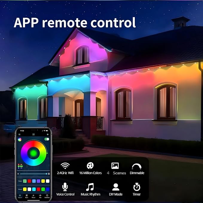 Permanent Outdoor Lights, Smart Outdoor LED String Lights, Christmas Lights RGB - Image 2