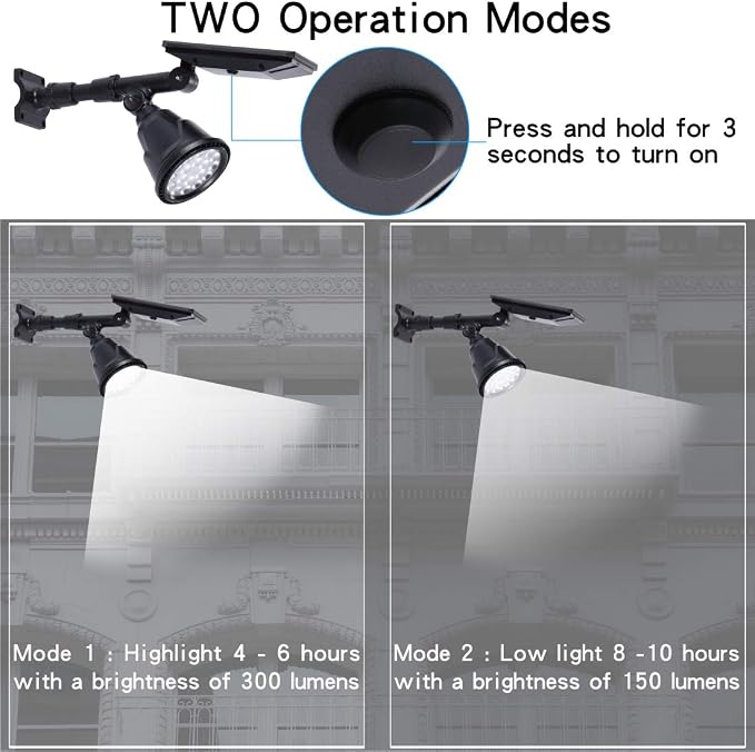 Solar Spotlights Outdoor 18 LED 300 Lumens Waterproof Adjustable Wall Light - Image 5