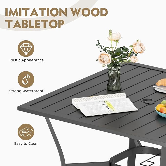 MELLCOM 37''x37'' Outdoor Dining Table - Image 4
