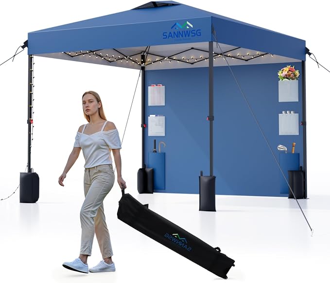 8X8 Pop Up Canopy Tent, Removable Pockets Sidewall by Sannwsg