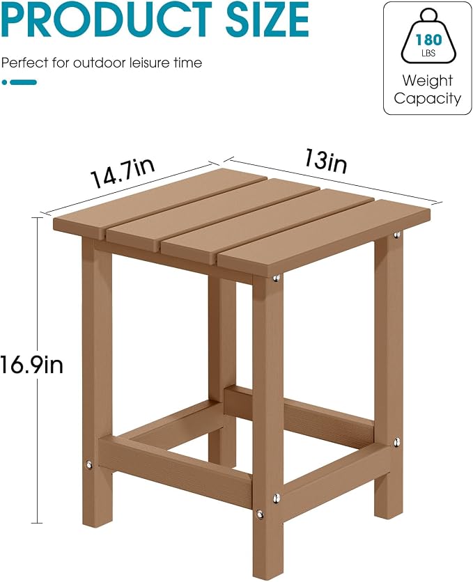 MUCHENGHY Adirondack Outdoor Side Table, 14.7" Patio Side Table Weather - Image 3