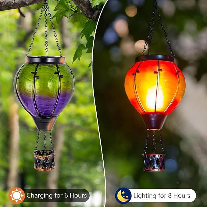Gradient Hot Air Balloon Solar Lanterns Outdoor Waterproof, Gradient Glass - Image 2
