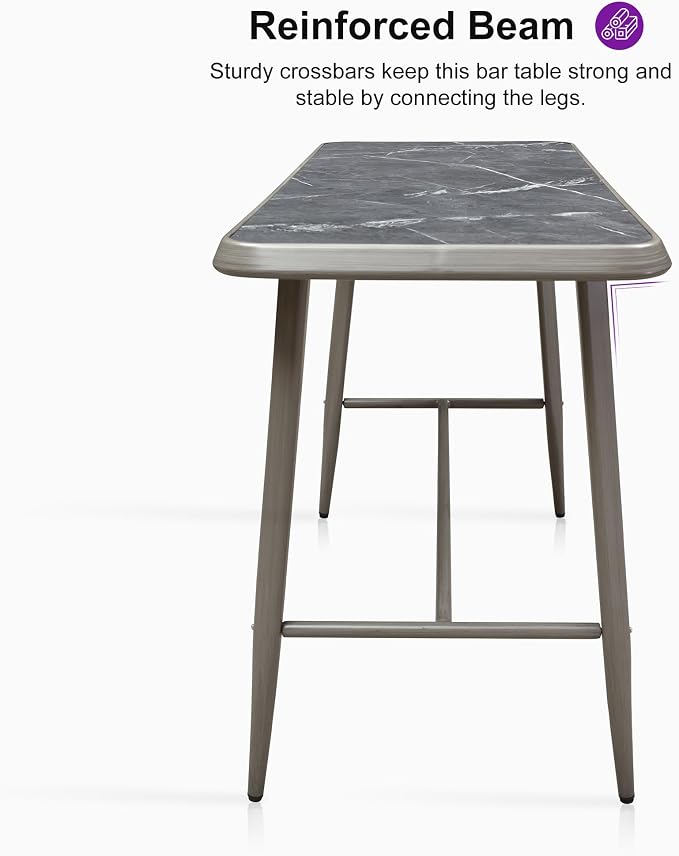PURPLE LEAF Outdoor Rectangular Counter Height Dining Table Aluminum Kitchen - Image 7