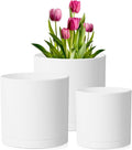 12/10/8 inch Large Plant Pots, 3 Pack Deep Cylinder Flower Pots by Meowell