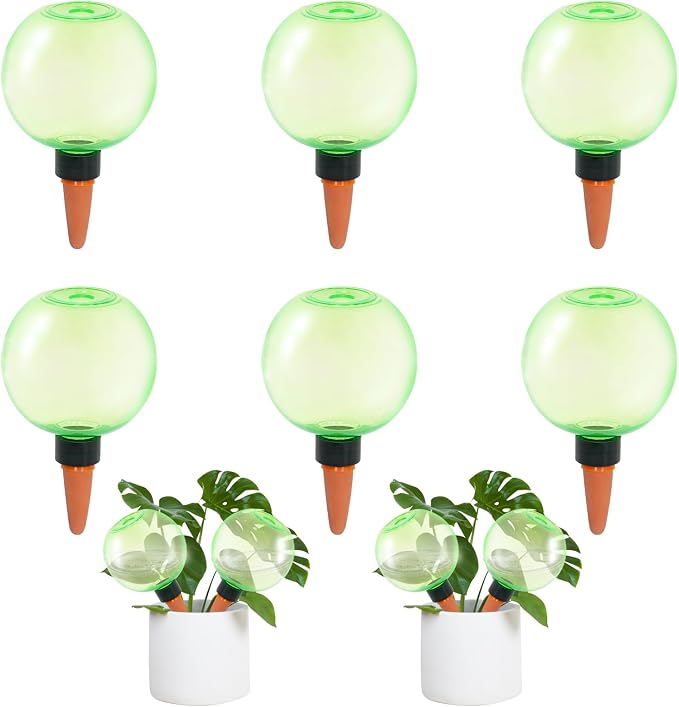 6pcs Large Plant Self Watering Globes, 17.5 oz Plastic Water Bulbs Top Fill by GEWOSI