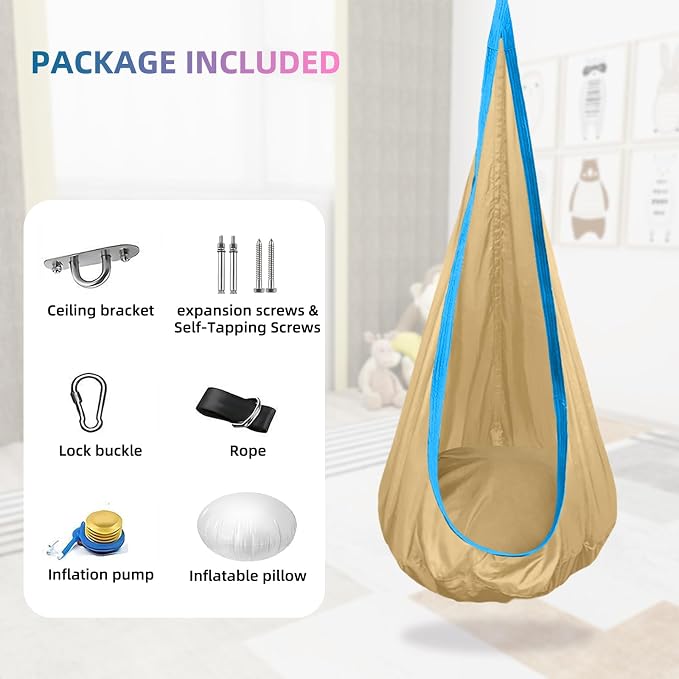 Kids Swing Seat Hammock Chair Indoor Outdoor Hanging Chair - Image 2