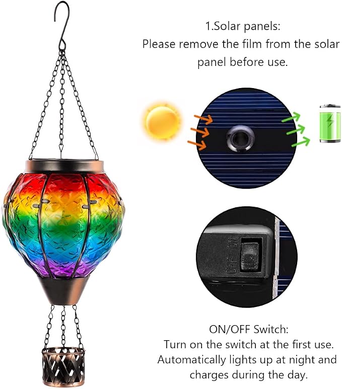 DREAMSOUL 2 PCS Rainbow Solar Hot Air Balloon Lantern - Image 7