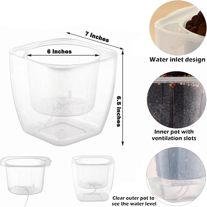 6-Pack 7 Inches Clear Self Watering Planters - Image 4