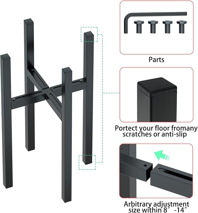 Urban Deco Adjustable Metal Plant Stand Outdoor & Indoor Planter - Image 7