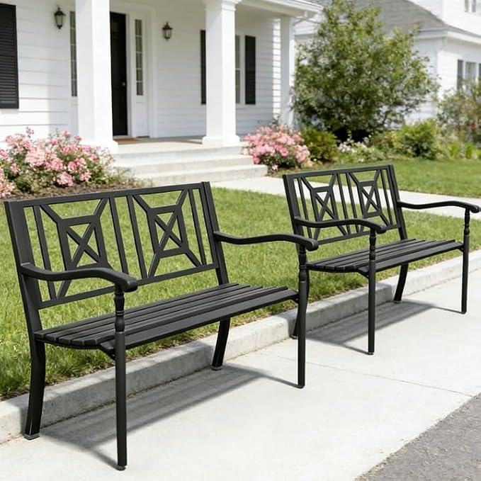 YLGJ&TIDY 50 Inches Patio Bench Outdoor Metal Bench by Unknown