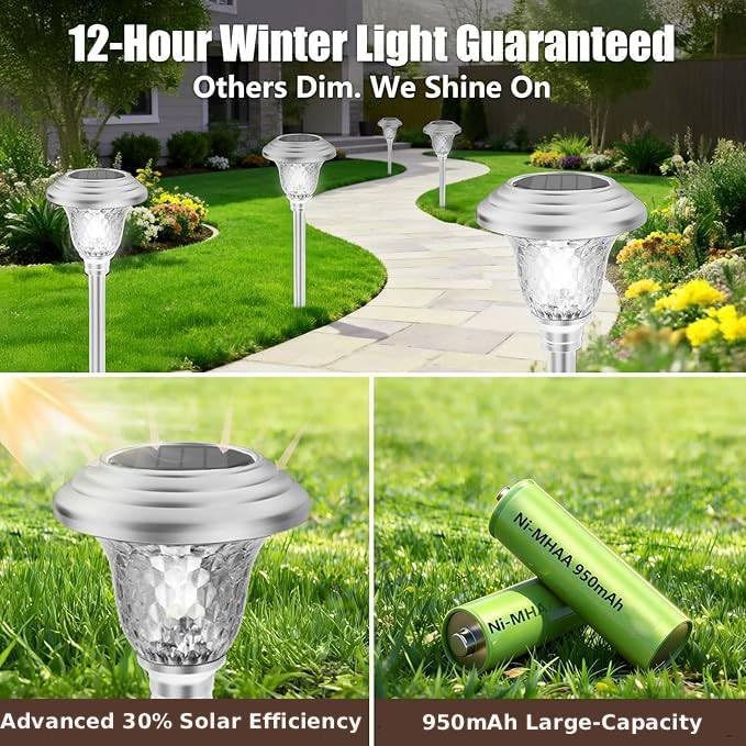 Beau Jardin 4 Pack Solar Pathway Lights White+ Color Changing Stainless Steel 3 - Image 6