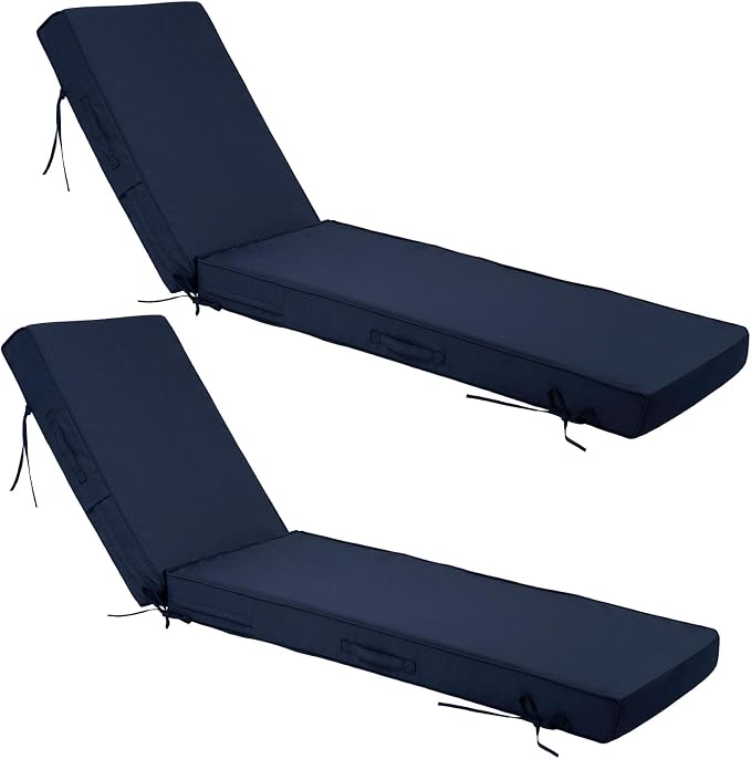 Chaise Lounge Cushions Outdoor Set of 2, Waterproof & Fade Resistant Patio by SXIORMHJ