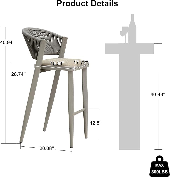 PURPLE LEAF Set of 2 Bar Stools Outdoor Barstools - Image 3