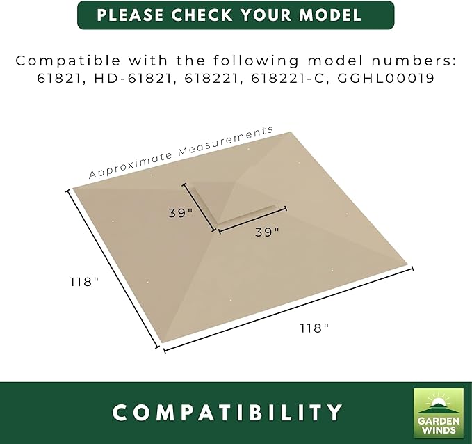 Garden Winds Durable 350 Replacement Canopy Top Compatible - Image 6