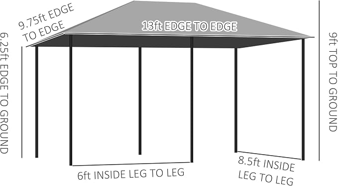 Outsunny 10' x 13' Outdoor Patio Gazebo, Canopy Shelter - Image 7