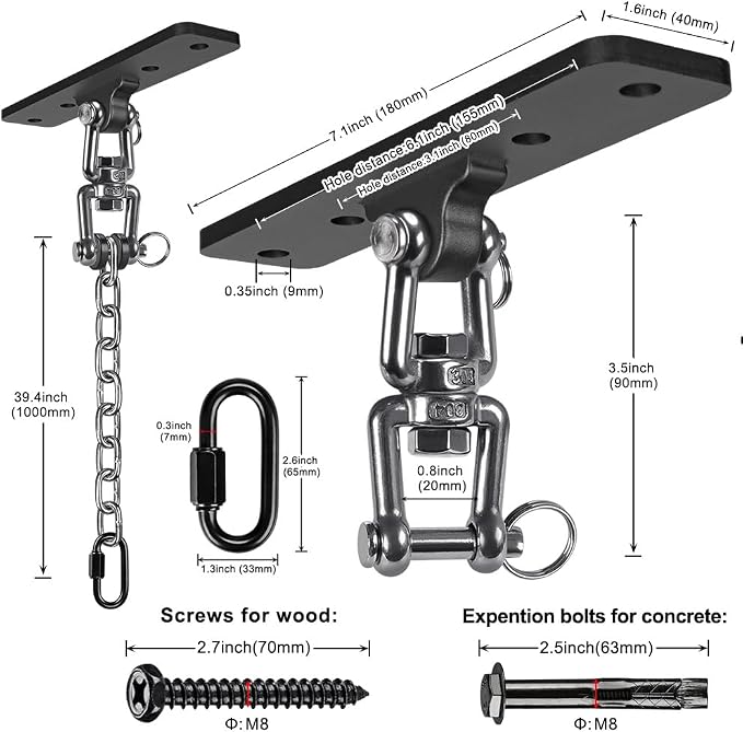 Dolibest Hanging Kits Hammock Chair Hardware, Heavy Duty Swing Hanger - Image 6