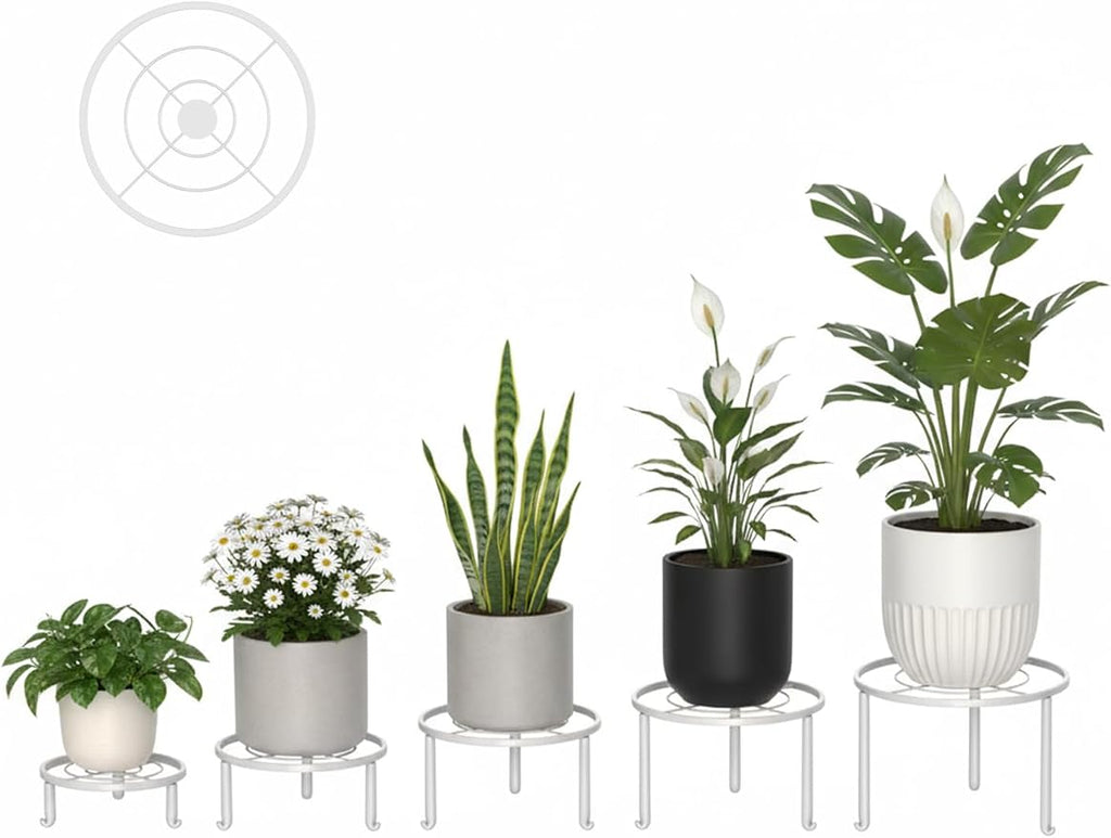 5 Pack Metal Plant Stand Indoor Outdoor Anti-Rust Iron Flower Pot Stand Holder - Image 2