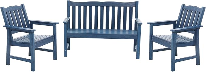 Stoog Outdoor Chairs & Bench Set, All-Weather Patio Furniture Set, Include 2 by Stoog
