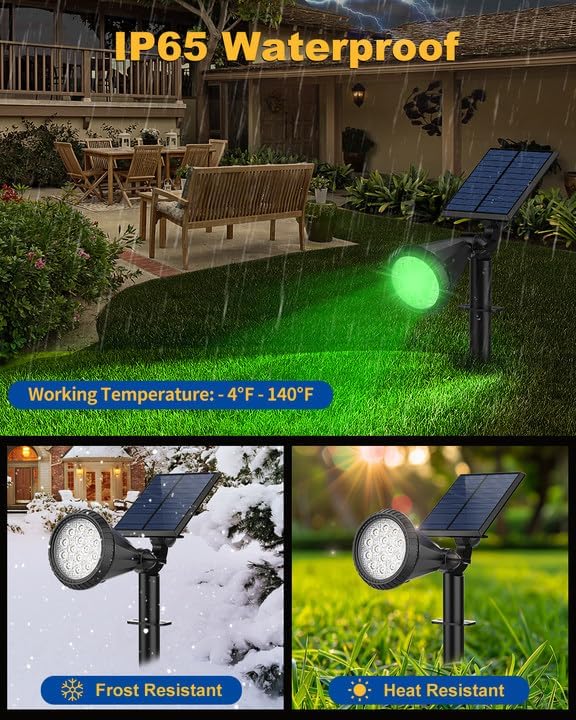 Solar Spot Lights Outdoor Color Changing, 7 Modes/14 LED Outdoor Solar Lights - Image 4