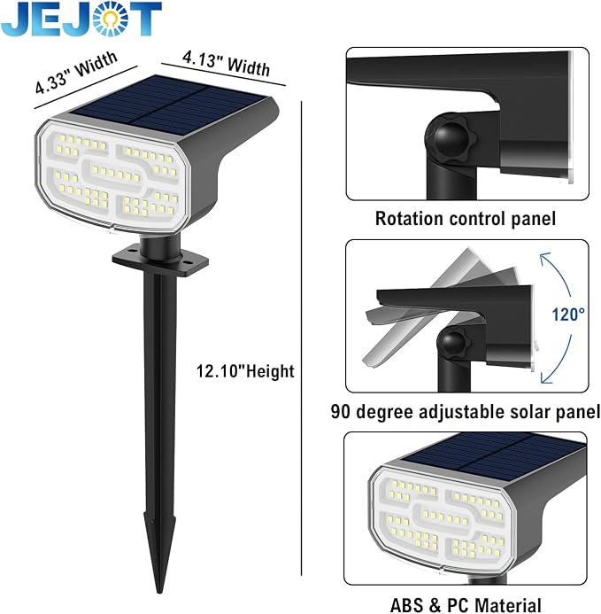 Solar Lights Outdoor Waterproof IP65, Auto On/Off, 2700K 2 Lighting Modes - Image 8