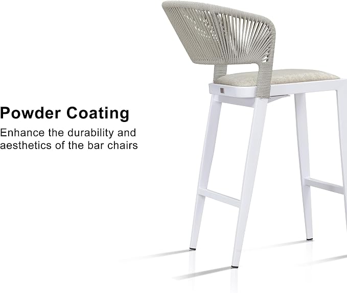 PURPLE LEAF Counter Height Bar Stool Set of 2 Outdoor Chair Woven Bar Height - Image 7