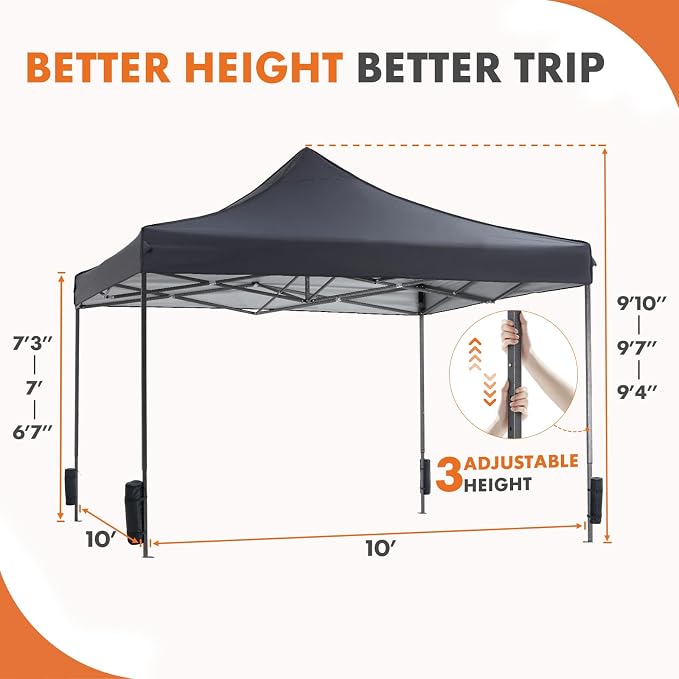 OLIXIS 10x10 Ft Pop Up Canopy Tent, Waterproof Portable Outdoor Shade Canopy - Image 2
