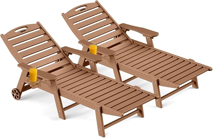 Outdoor Chaise Lounge Chair Set of 2, Patio Lounge Chairs by CIOKEA