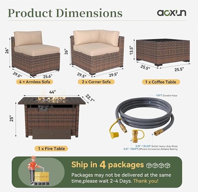 Aoxun 8 Piece Patio Furniture Set - Image 7