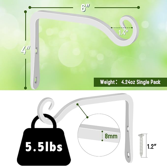 FEED GARDEN Hand-Forged Hanging Plant Bracket Iron Wall Hook - Image 2