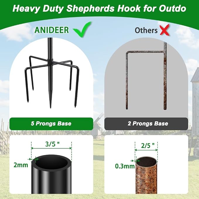 48 Inch Shepherds Hooks for Outdoor, Heavy Duty Bird Feeder Pole - Image 3