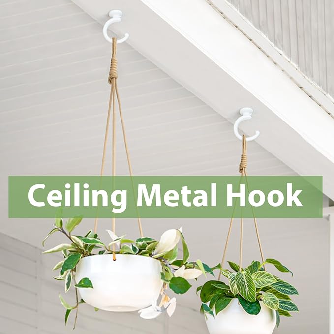 Mkono Ceiling Hooks for Hanging Plants, Swag Hook Plant Wall Hanger Heavy Duty - Image 2