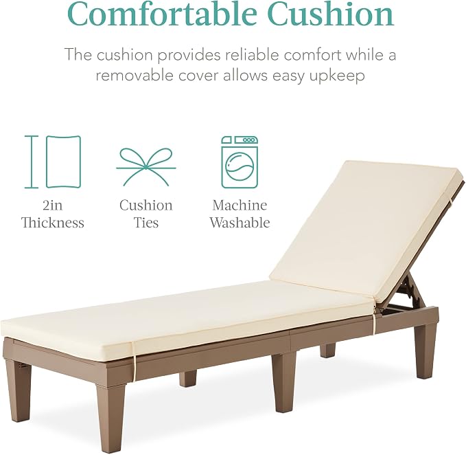Best Choice Products Outdoor Lounge Chair, Resin Patio Chaise Lounger - Image 5