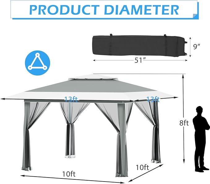ECOTOUGE 13x13 FT Pop Up Canopy Tent - Image 6