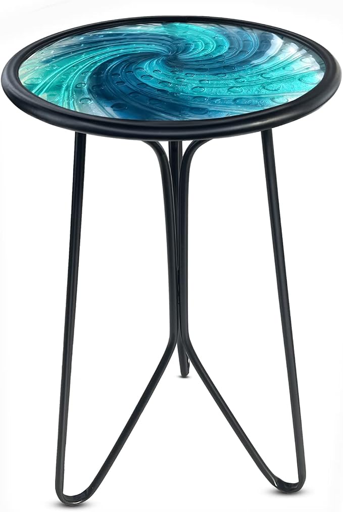 LIFFY Patio Side Table, Small Round End Table, Metal Side Table Outdoor by LiffyArt