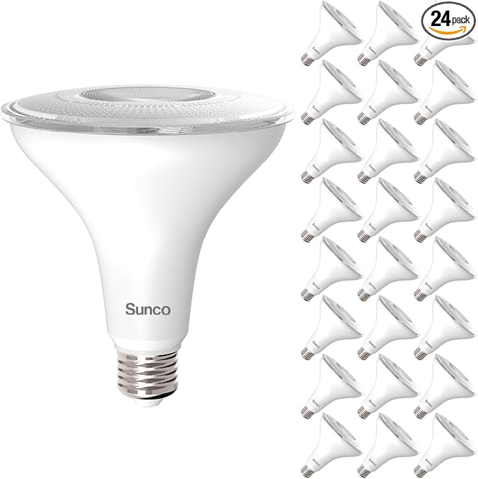 Sunco 24 Pack Outdoor Flood Light Bulb LED PAR38, Exterior Spotlight Bulbs by SuncoLighting