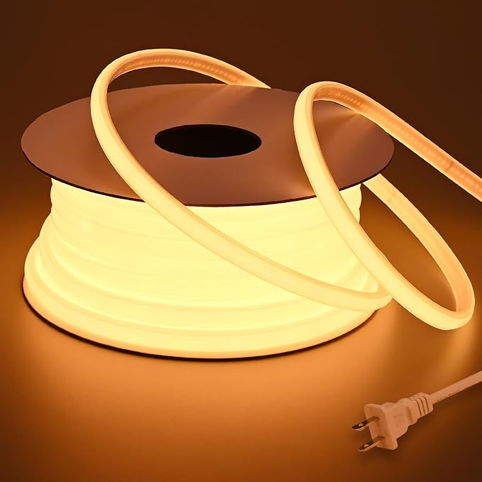 AC 110V COB LED Strip Lights Outdoor Waterproof 65.6ft, 2700K Warm White Super by BENLUN